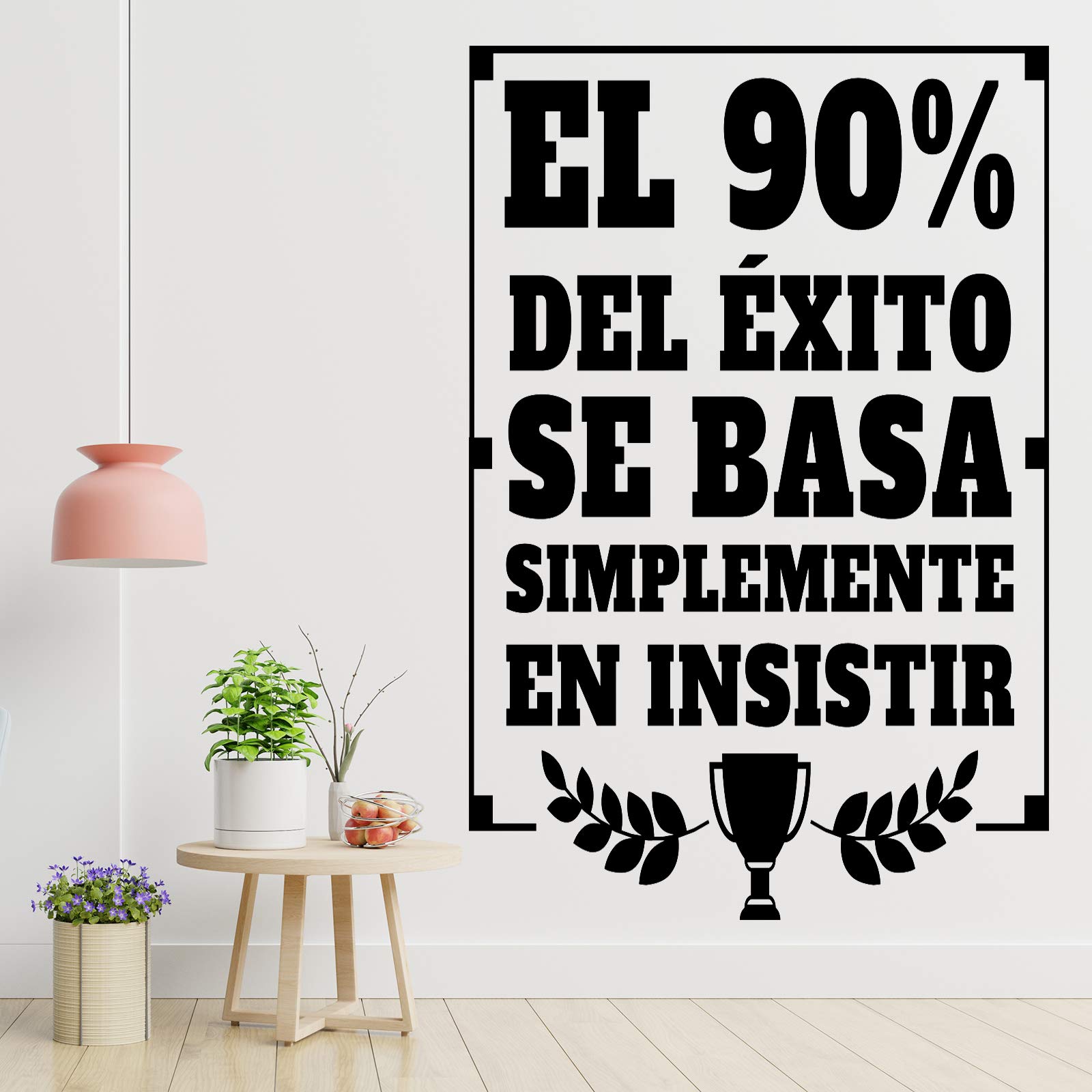 Vinilos de pared decorativo con frase decorativa motivadora "EL 90% DEL ÉXITO.." Pegatinas decorativas pared. Decoración casa Docliick DC-19173