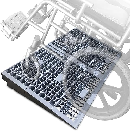 HOXWELL Rampas modulares de umbral para puertas, rampas de sillas de ruedas de elevación de 3 pulgadas para el hogar, material sólido actualizado,