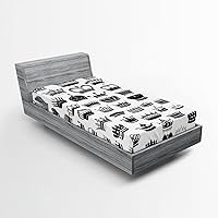Vista 46 de Ambesonne Sábana bajera africana, estampado abstracto de líneas únicas, funda de cama con bolsillo profundo elástico para mayor comodidad