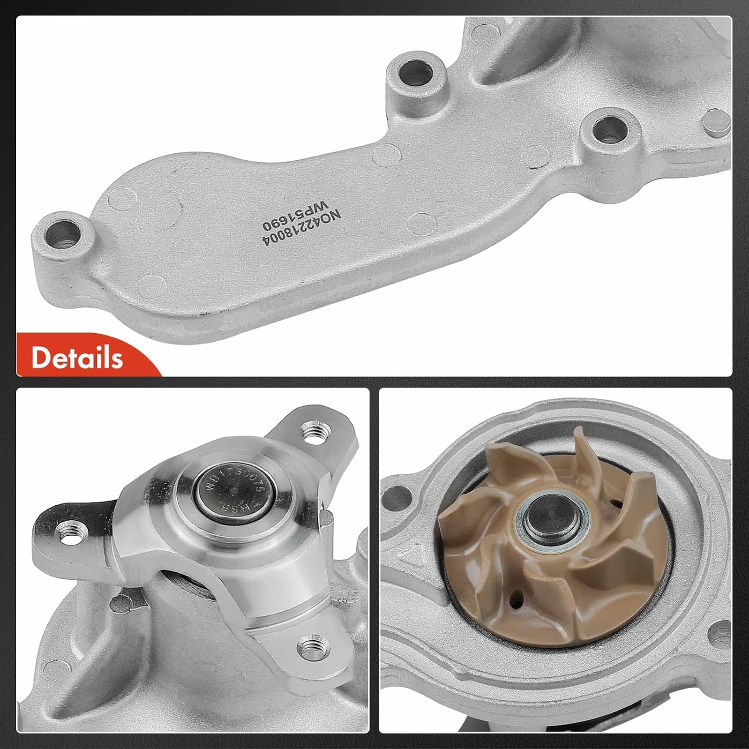 A-Premium Engine Water Pump with Gasket Compatible with Honda Insight 2010-2014, CR-Z 2011-2016, 1.3L 1.5L