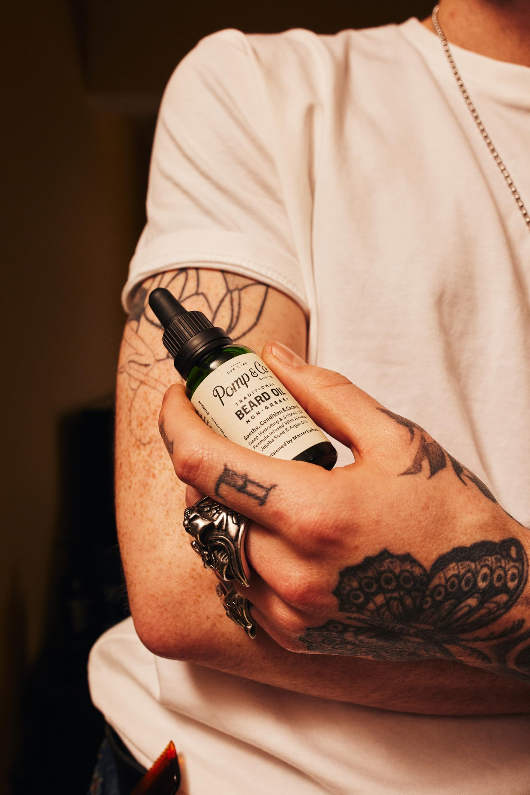 Pomp & Co Non Greasy Beard Oil, feuchtigkeitsspendendes und weichmachendes Bartöl mit Jajoba- und Arganöl 30ml