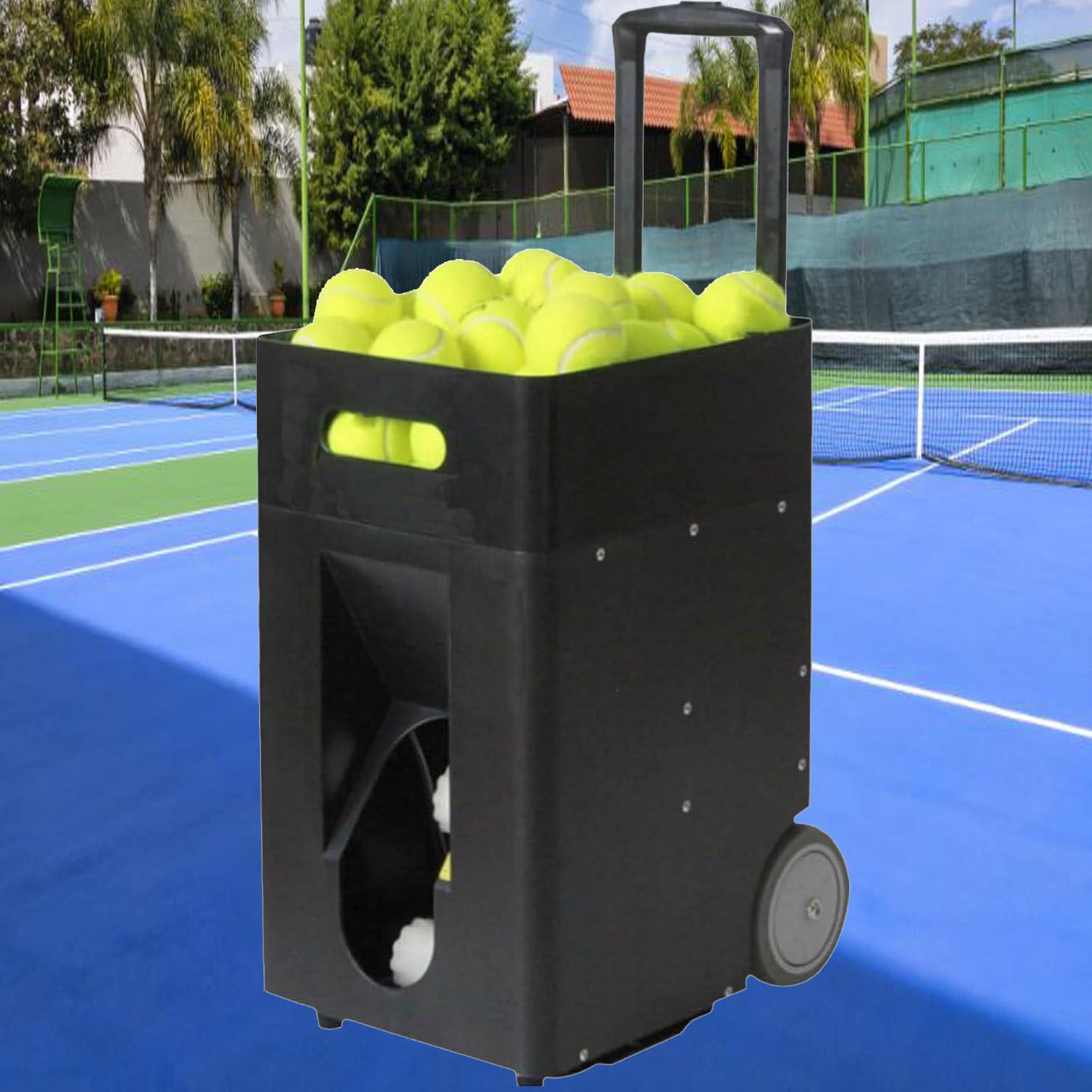 Máquina de lanzamiento de tenis con batería, lanzador de bolas de oscilación multivelocidad para entusiastas del entrenamiento y principiantes