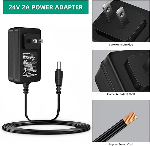 Miniatura 3 de Lamomo Tira de luces LED de neón de 24 V y 2 A, adaptador de luces LED, transformador de 120 V CA a 24 V CC con conector de salida CC para cuerda de