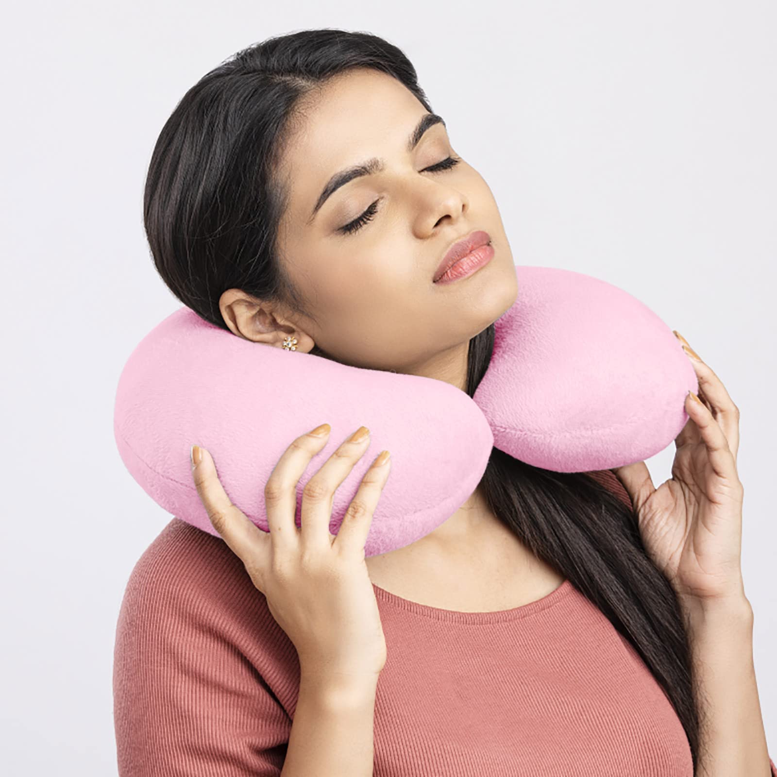 Almohada de viaje para el cuello, de espuma viscoelástica, cojín de apoyo para la cabeza, para avión, tren, coche, oficina, almohadas de vuelo esenciales para un largo recorrido para dormir, acampar