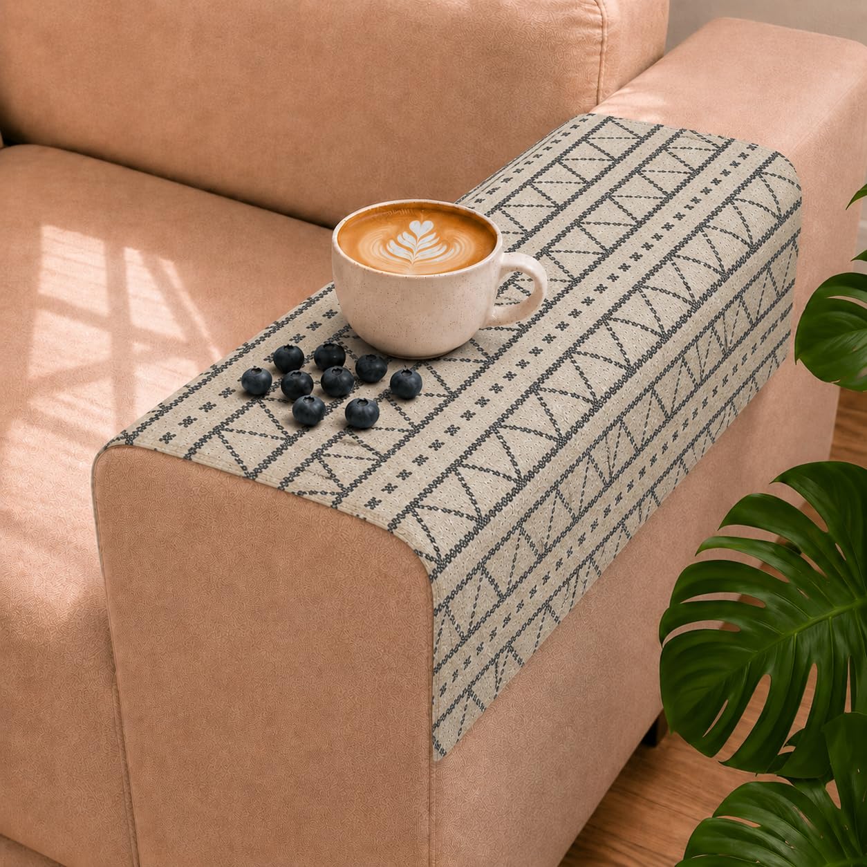 STITCHNEST 'Nomad Weave Collection' Sofa Armrest Cover | Elegant Jacquard Fabric, Washable & Durable for Modern Living (18 x 22 Inches)