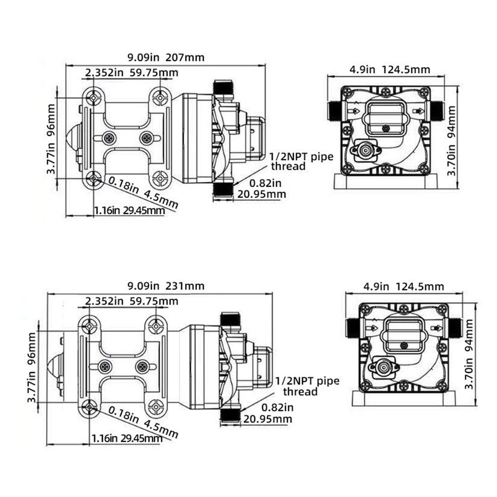 Pompa RV, samozasysająca pompa ciśnieniowa wody RV 12 V 4,5 GPM 60 PSI Przełącznik ciśnieniowy Auto Start Stop Długość podnoszenia 30 m dla opryskiwacza jachtu RV Pojazd do