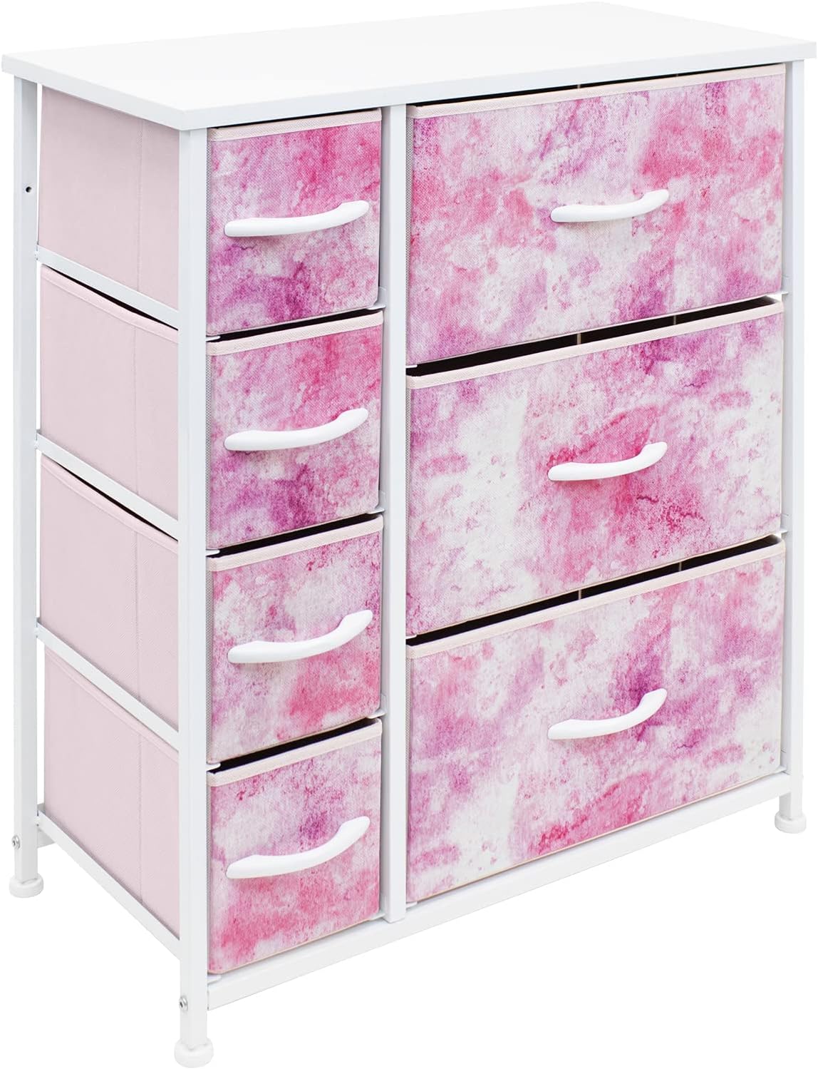 Sorbus Dresser Organizer,for Kids - Boys & Girls Bedroom Organization, Baby Dresser - Clothing Organizer, Storage Drawers for Toys - Steel Frame, Wood Top, Fabric, (7-Drawer, Pastel Tie-dye Pink) 7-Drawer Pink