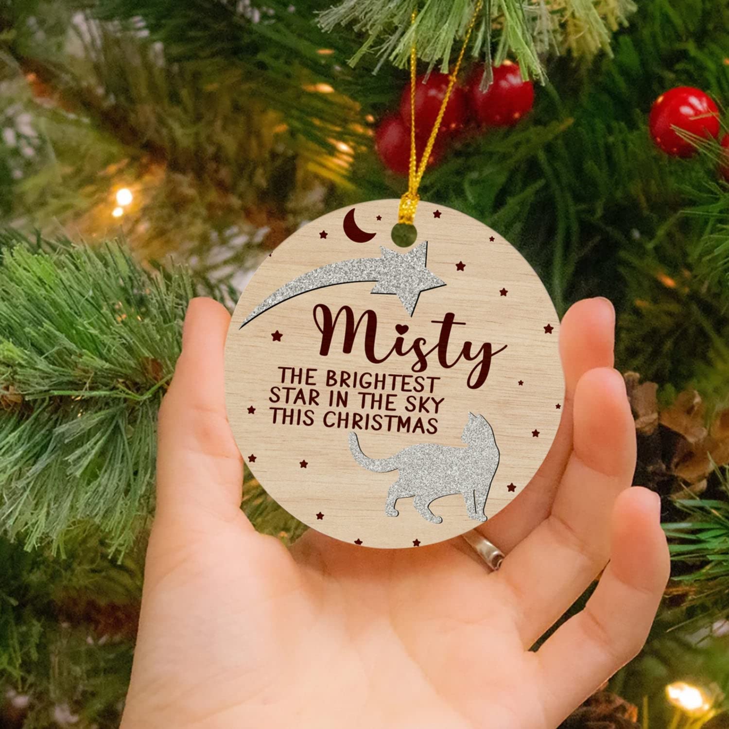 Star Shape Personalised Cat & All Pets Christmas Ornament