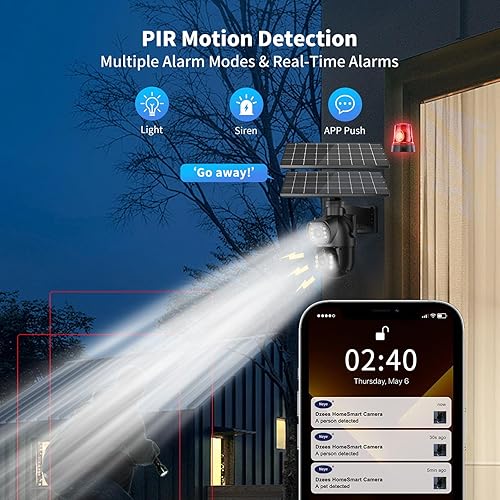Miniatura 4 de Neye - Cámara de seguridad solar 4G LTE 4K con doble lente de visión nocturna a color, cabezal giratorio y dos paneles solares, batería de 12000
