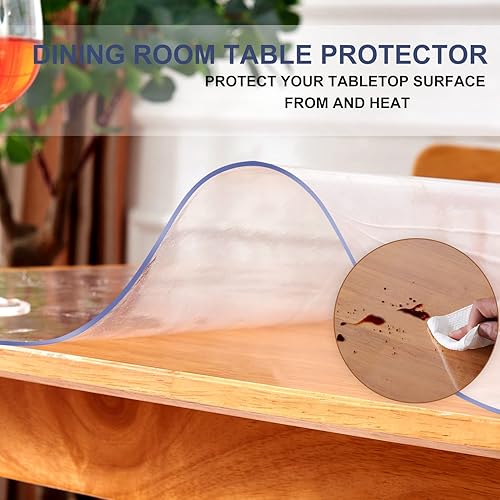 Miniatura 7 de Protector de mesa transparente de 24 x 48 pulgadas de tamaño múltiple para cocina, comedor, muebles de madera, protector de pantalla de plástico,