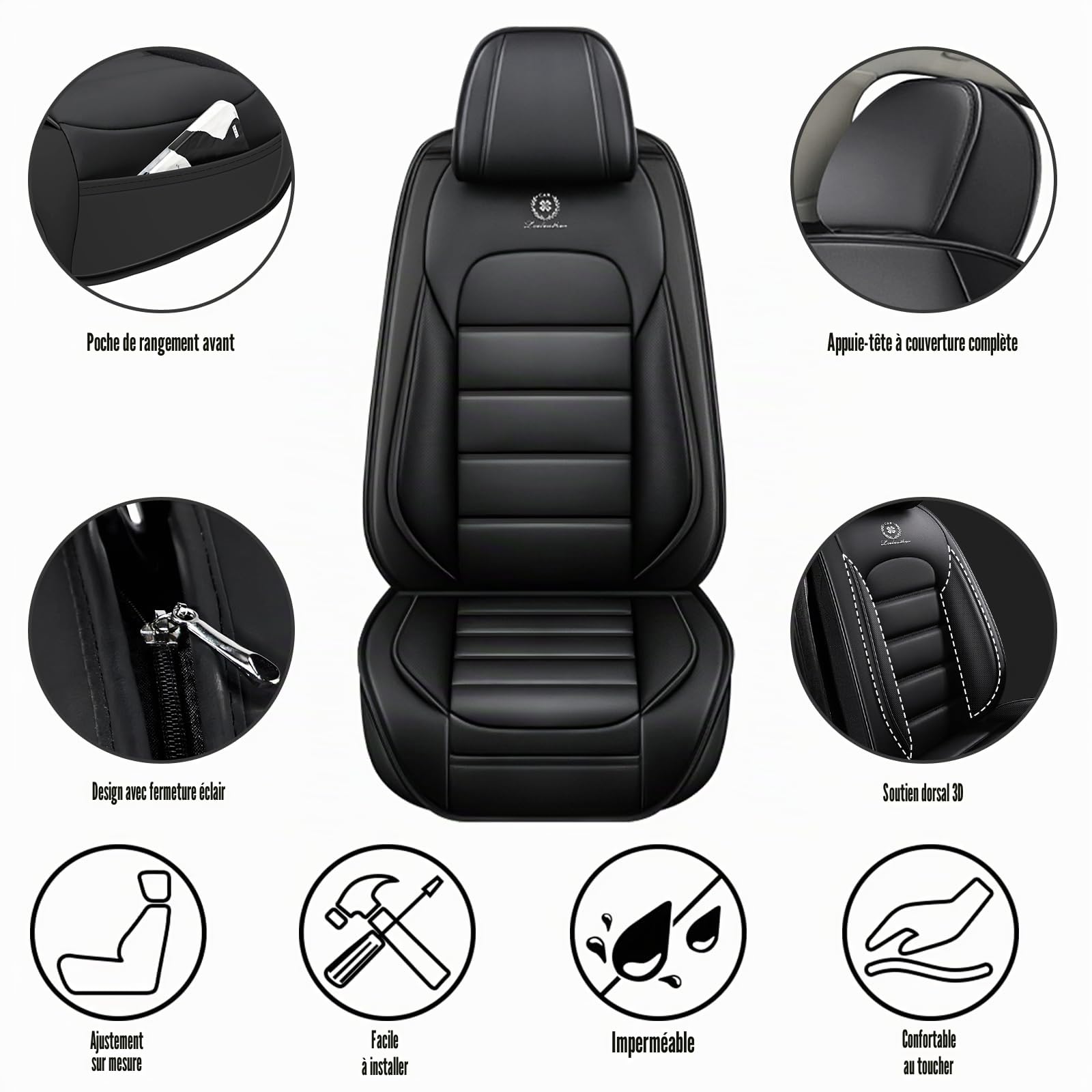 Housse Siege Voiture Universel pour MG ZS Hybrid+ Luxury 2024 2025 2026, Cuir PU Imperméable Respirant,Résistant À l'usure，Cadeau d'anniversaire(Black Green)