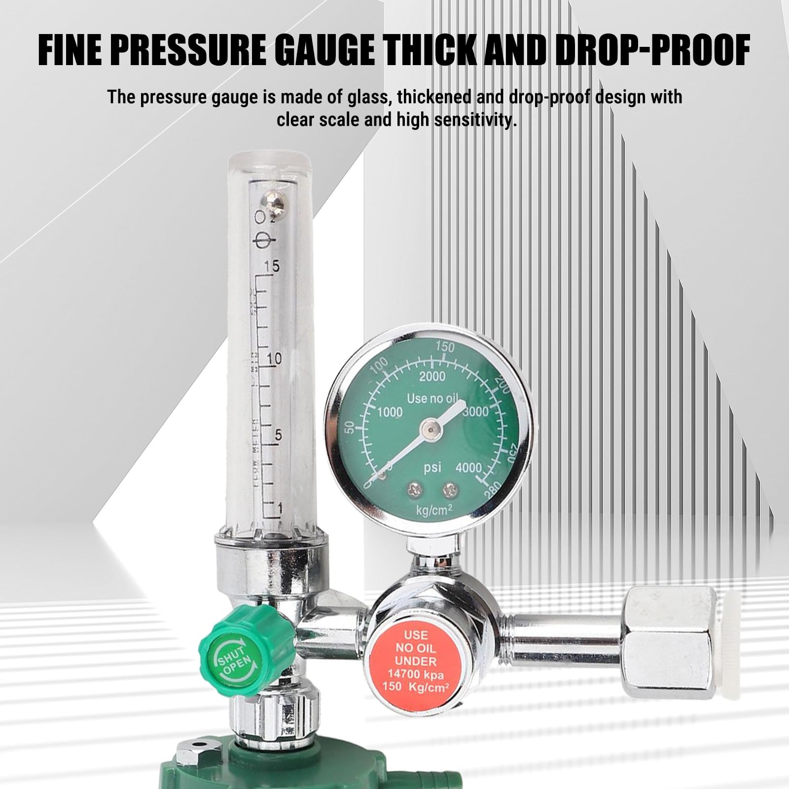 Druckminderer, Druckminderer Druckregler, 0-100mpa Luftstromregler Professioneller Sauerstoffgasdruckminderer Messgerät Aluminiumlegierungs Druckminderer Gasregler für Druckluftwerkzeuge