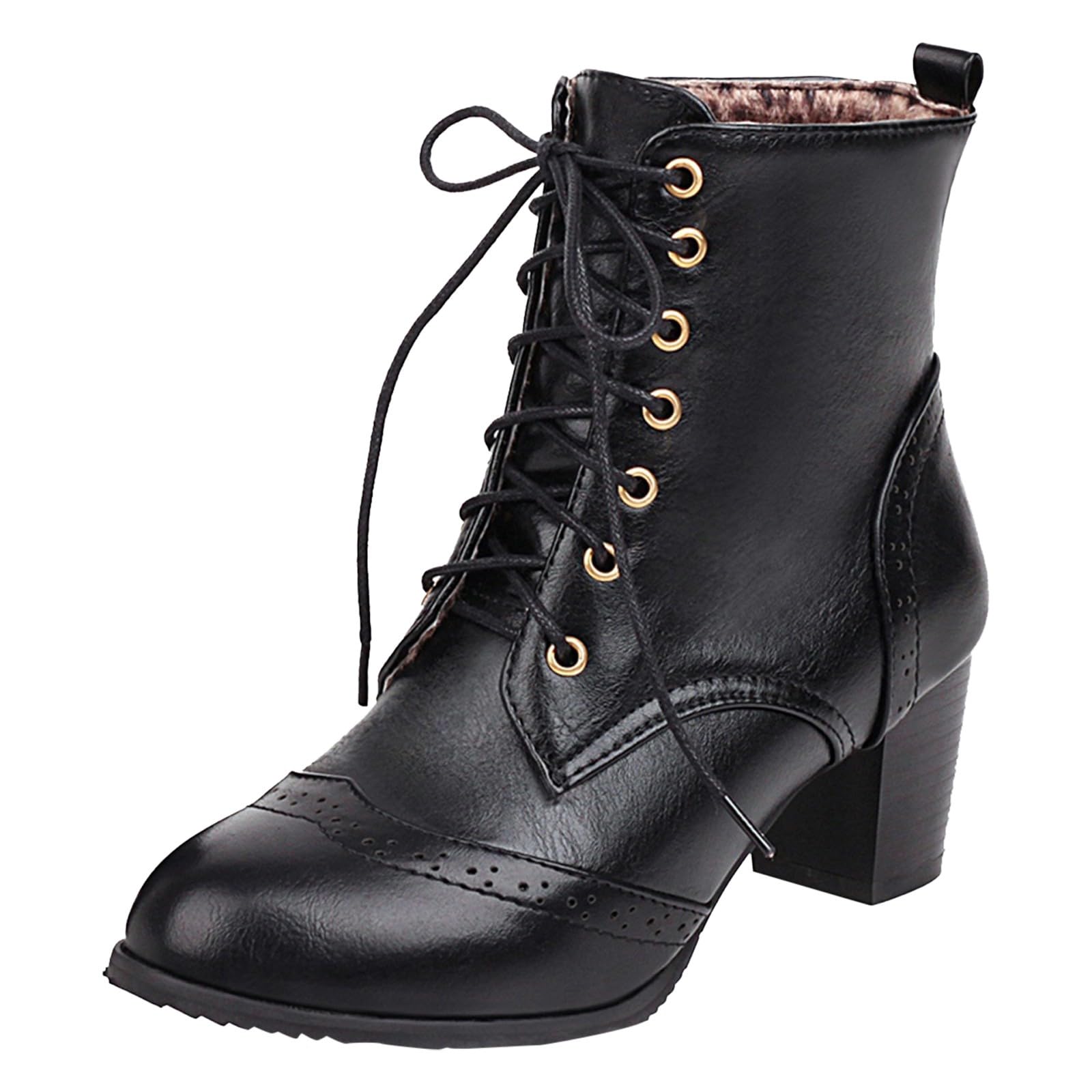 Bottes d'hiver à lacets avec talon épais édition coréenne chic - 6