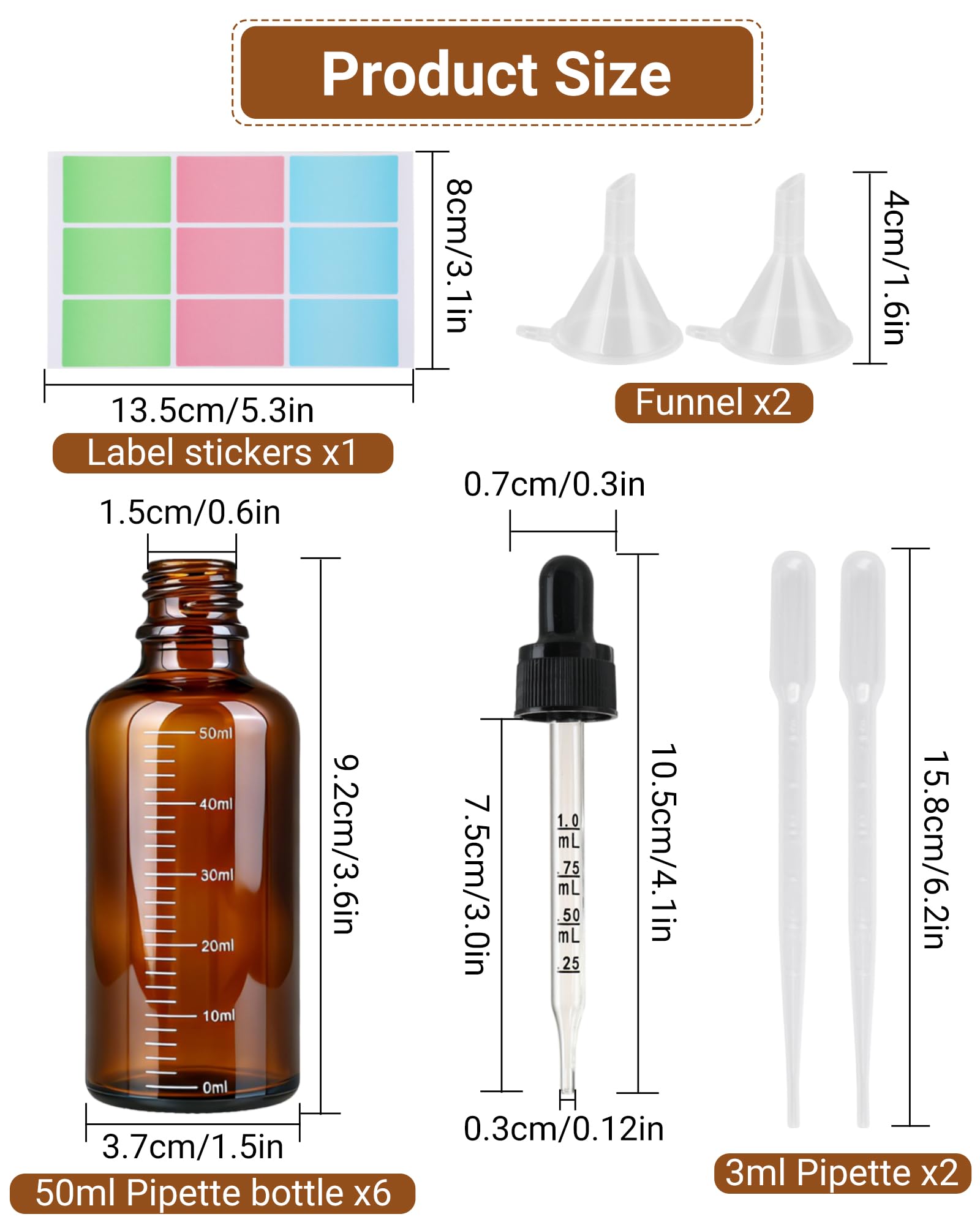 6 Braune Glasflaschen Mit Pipette 30ml – Tropfflasche Mit Skala, UV-Schutz & Zubehör Für ätherische Öle, Parfüm & Aromatherapie