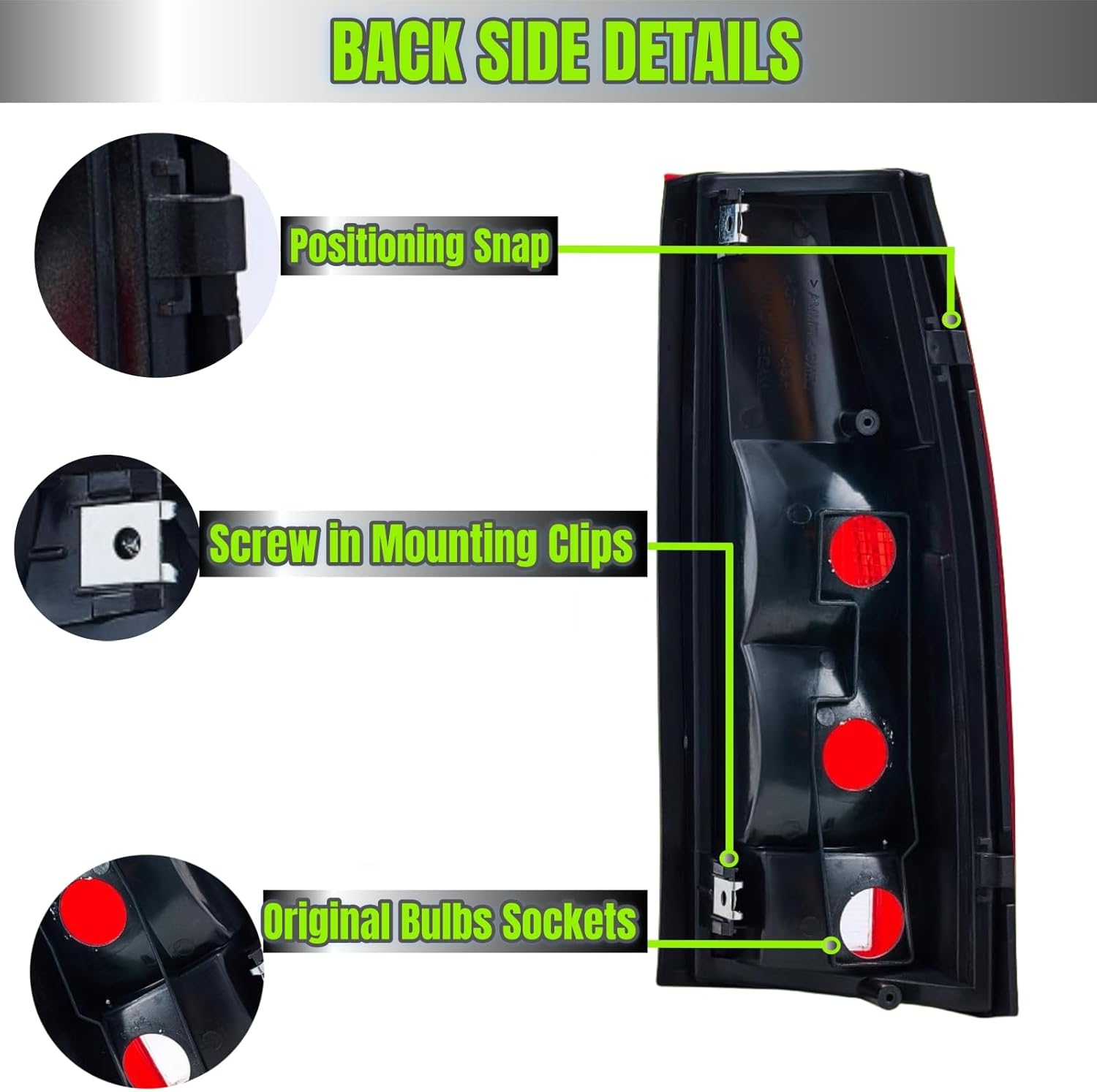 Tail Lights Lamps For 1988-1998 Chevy/GMC C/K 1500 2500 3500 Silverado Yukon Suburban Tahoe 1999-2000 CADILLAC ESCALADE 1992-1994 CHEVROLET BLAZER (Smoked Red without Circuit Board)