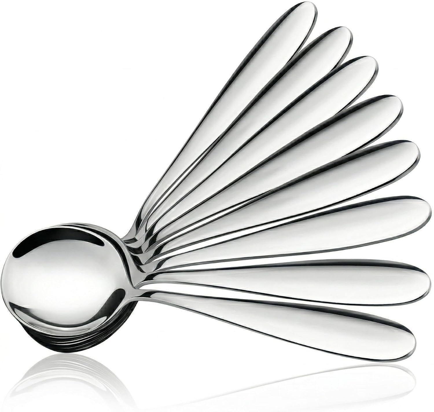 18/10 Stainless Steel Soup Spoons, 7.3-in Deep Heavy Weight Round Soup Thick Spoons, Suitable for Cereal Bouillon Milk Soup Hot Chocolate Dinner Guest, Pack of 8