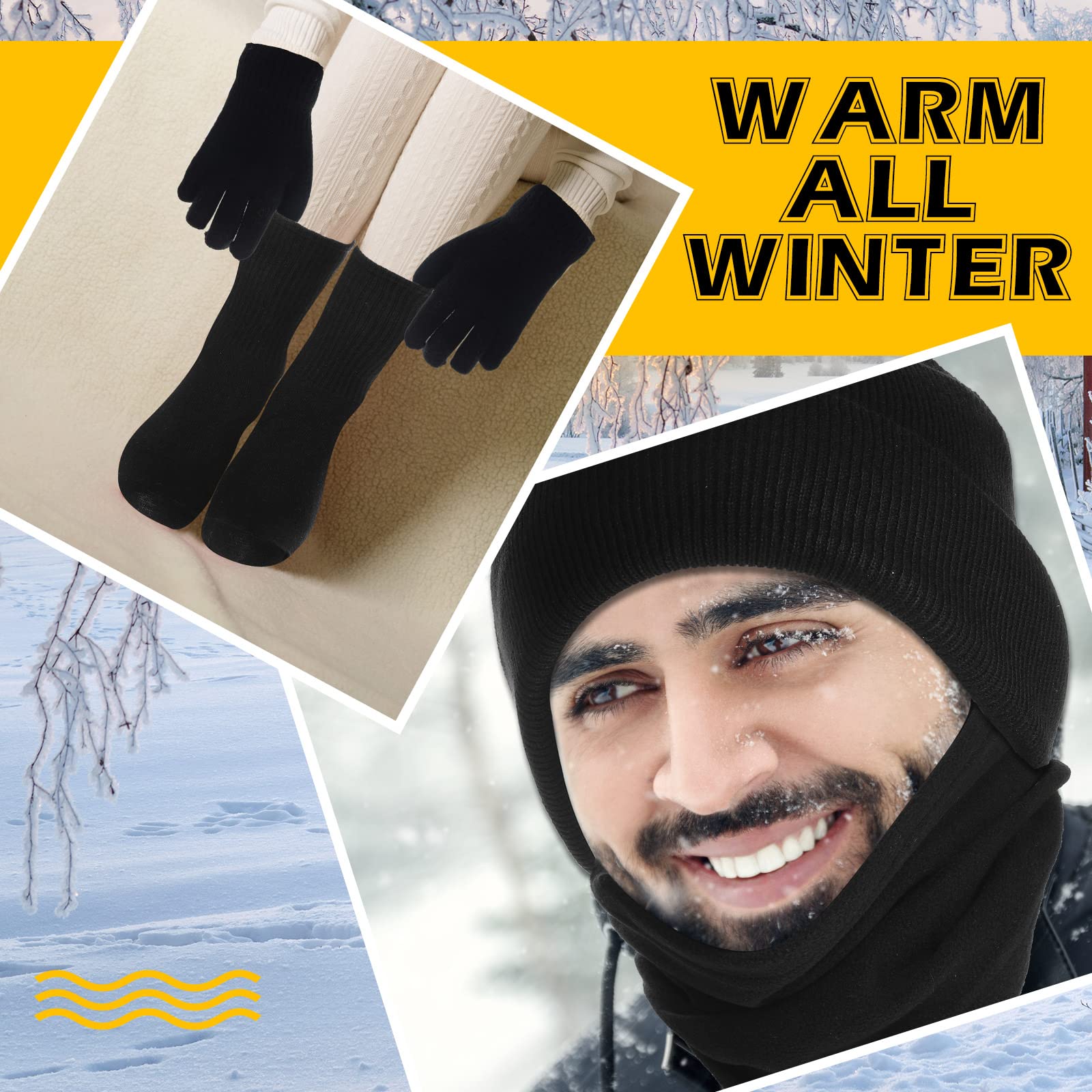 Hillban Bulk Homeless Handschuhe, Mützen, Halswärmer, Socken, Set, Winter, Spende, Wohltätigkeitsorganisation, Paket für Herren