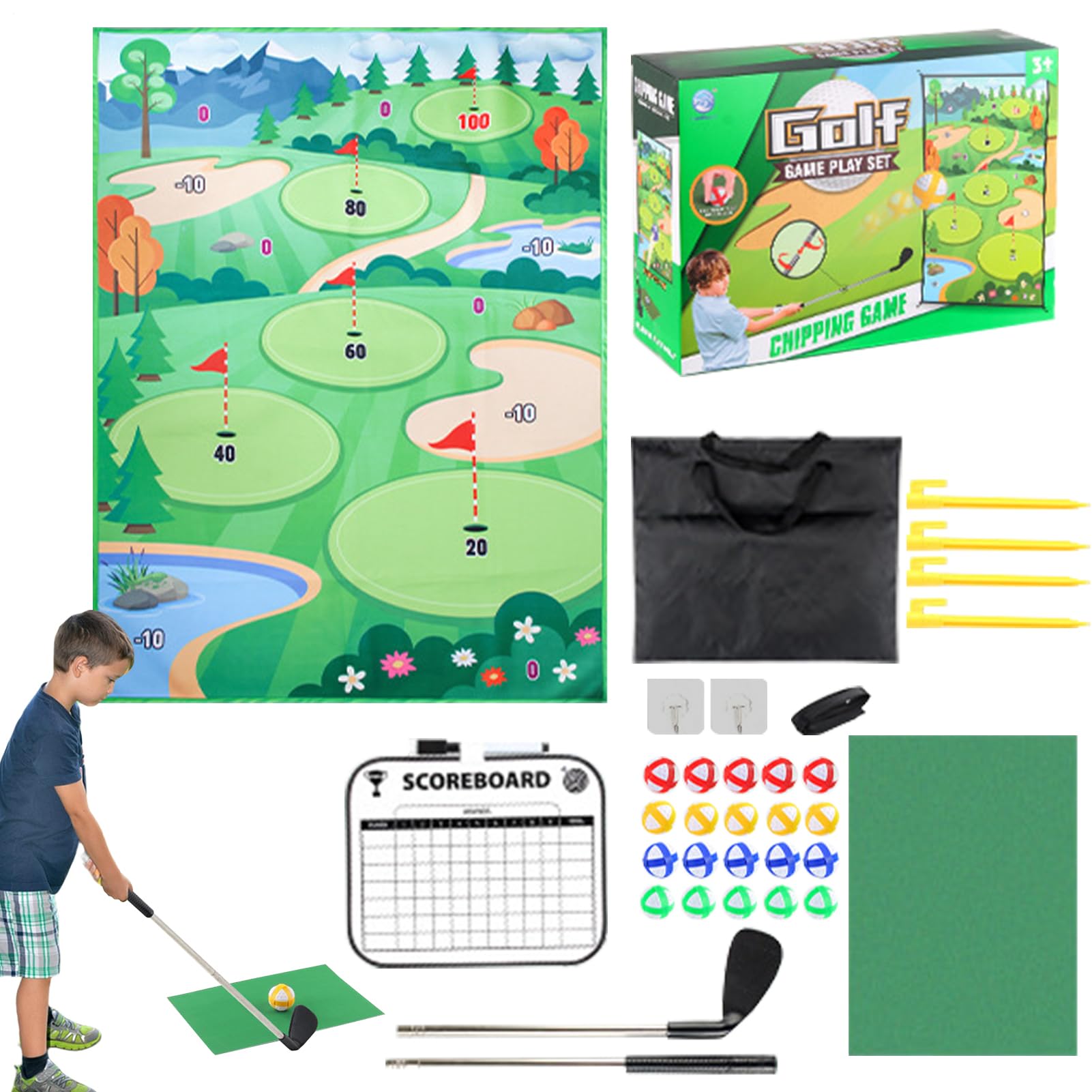 Juego De Golf Chip Y Stick | Set De Alfombras De Entrenamiento De Chip,Alfombra De Entrenamiento Versátil | Para Adultos Fiesta Carnaval Playa Garaje Campo Familia Casa Jardín Interior