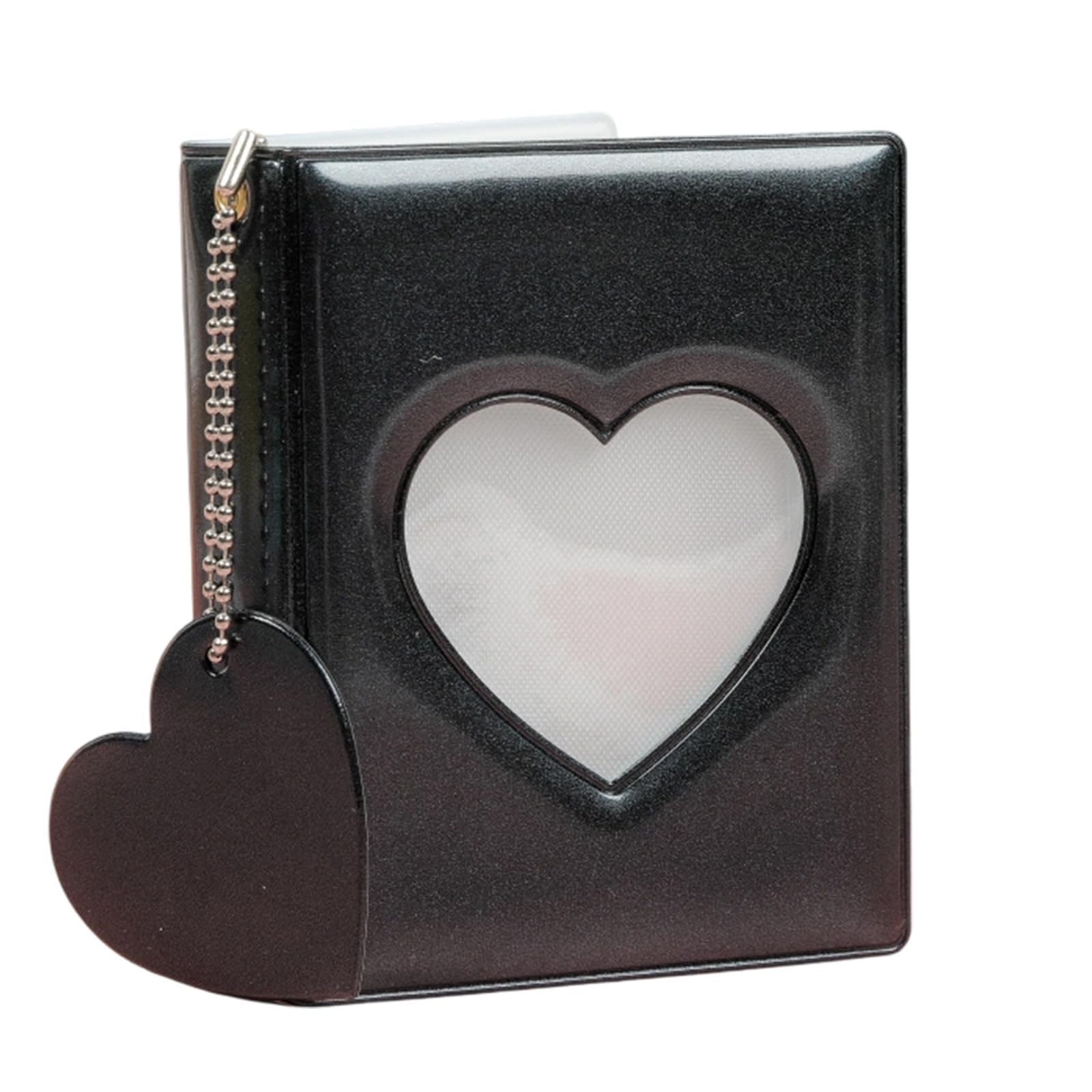 3Inch Small Photo Album with Heart Cutout and 32 Pocket Photocard Collect Binder Book for Idol Fan and Memory Records Photo Collection Album