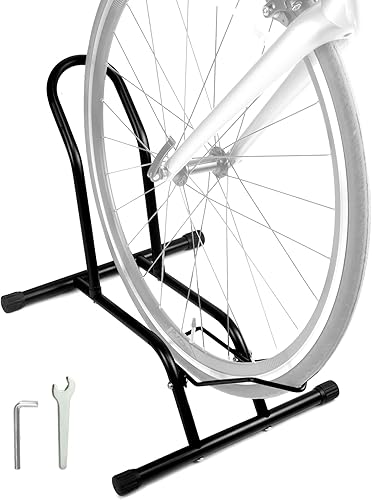 QWORK Soporte de acero para bicicleta de suelo, organizador de almacenamiento de ciclismo, soporte de estacionamiento de ruedas delanteras y disponible en Yaxa Colombia