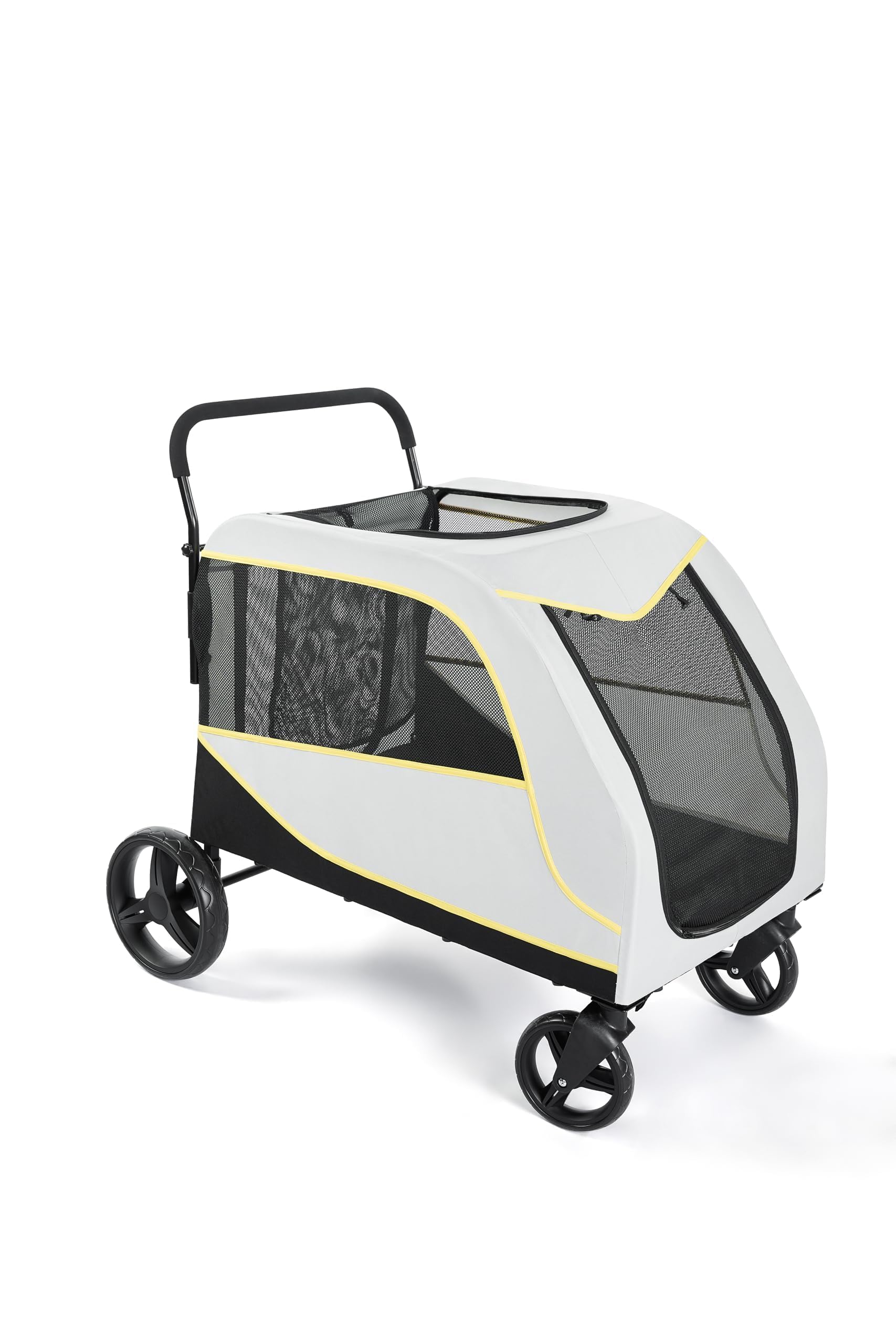 Aptliton Grande poussette pour chien jusqu'à 50 kg – Poussette pliable pour chien avec rampe intégrée, fonction poussée et traction 2 en 1, roues tout terrain, jogging sportif pour grands et vieux
