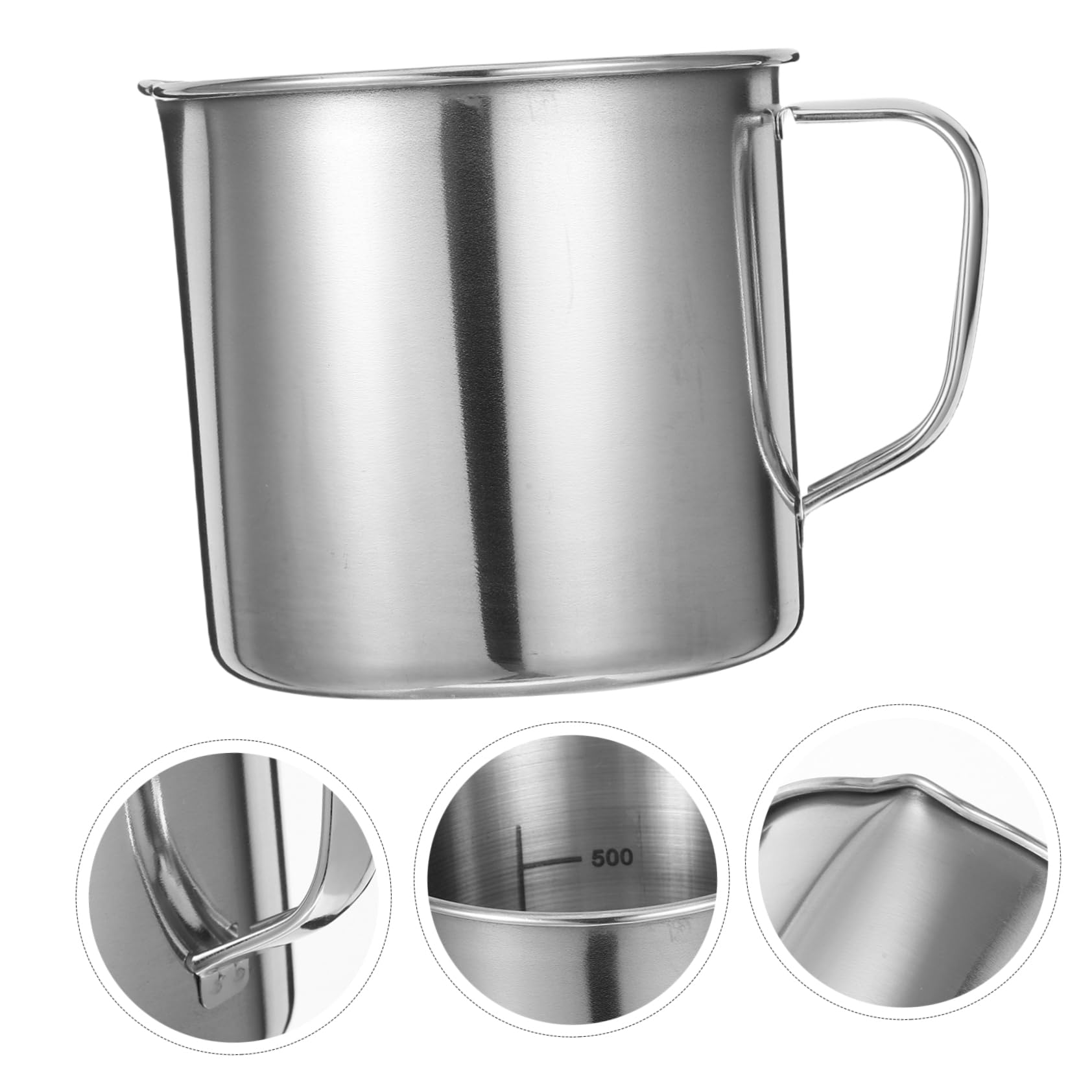 Zerodeko Vaso Mezclador Científico De 3 Piezas 500 Ml De Acero Inoxidable Con Escala Y Asa Para Medición De Productos Químicos.