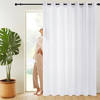 NICETOWN Non-See-Through Curtain for Patio Sliding Glass Door, W100 x L84 in, Light Filtering Room Divider for Hospital, Bedroom Living Room Privacy Shade Extra Wide, Pure White, 1 Panel