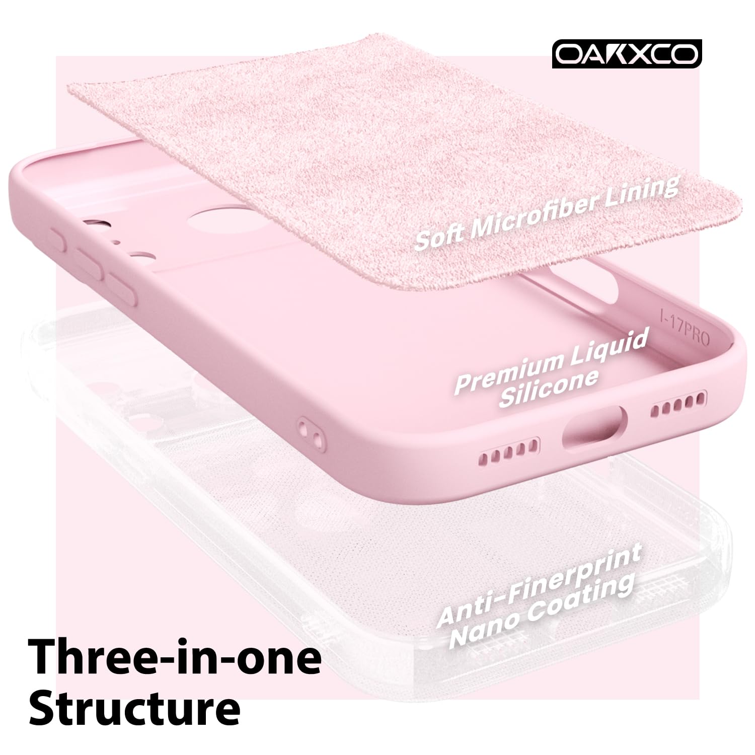 oakxco for iPhone 16 Pro Max Case Liquid Silicone, Soft Rubber Gel Elegant Aesthetic Basic Simple Cover, Cute Thin Slim TPU Matte Solid Color Plain Smooth Case for Women Girl, Light Pink — view 492