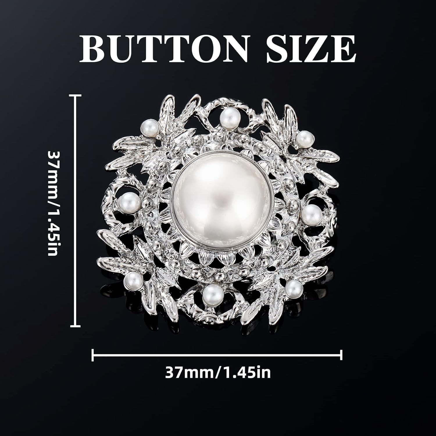 4 Pcs Sliver Rhinestone Buttons Crystal Embellishments for Clothing Jewelry Making DIY Decoration Bottons for Sewing Crafts Wedding Bridal (Pearl-Silver) - Image 7