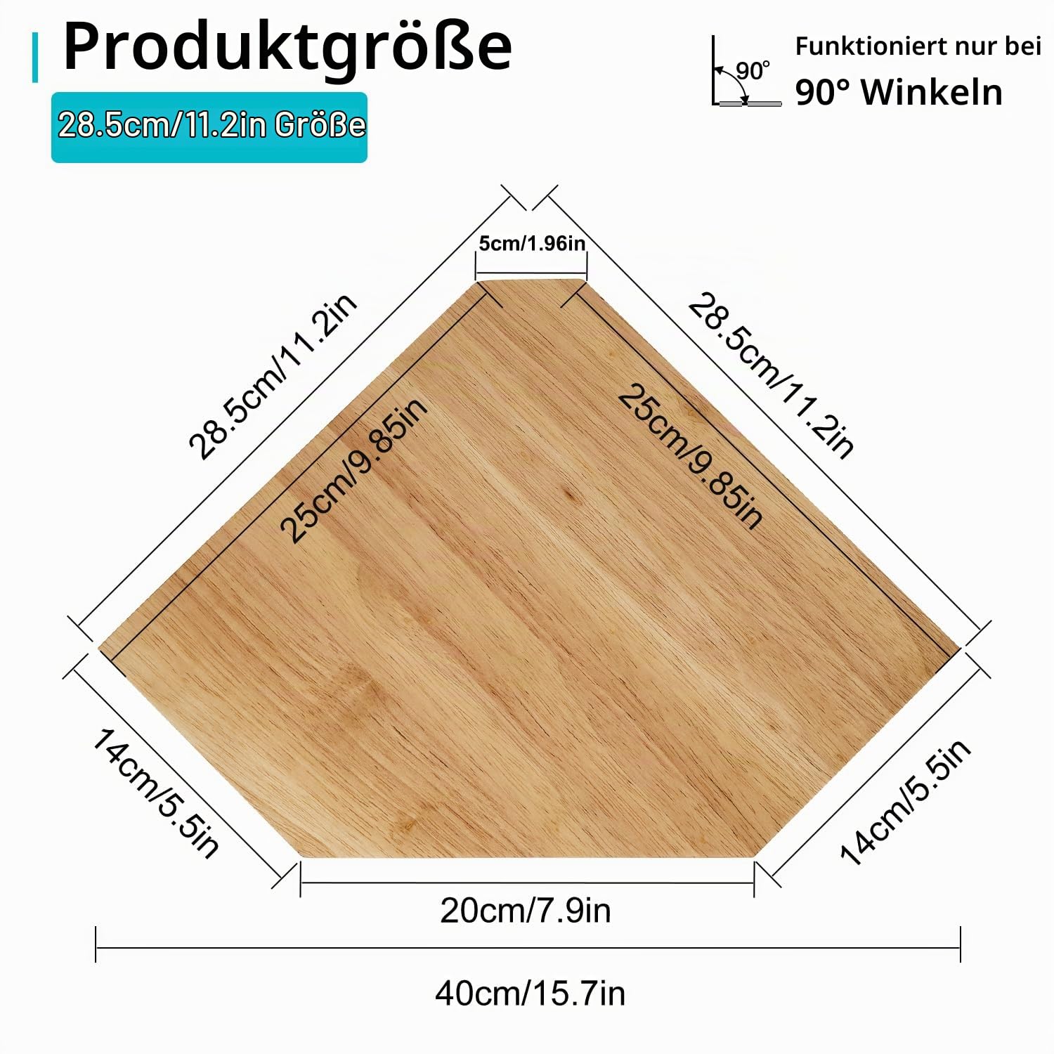 Gieanoo Eckregal Hängend,2er-Set 28.5cm Natürlich Eiche Massivholz Eckregal