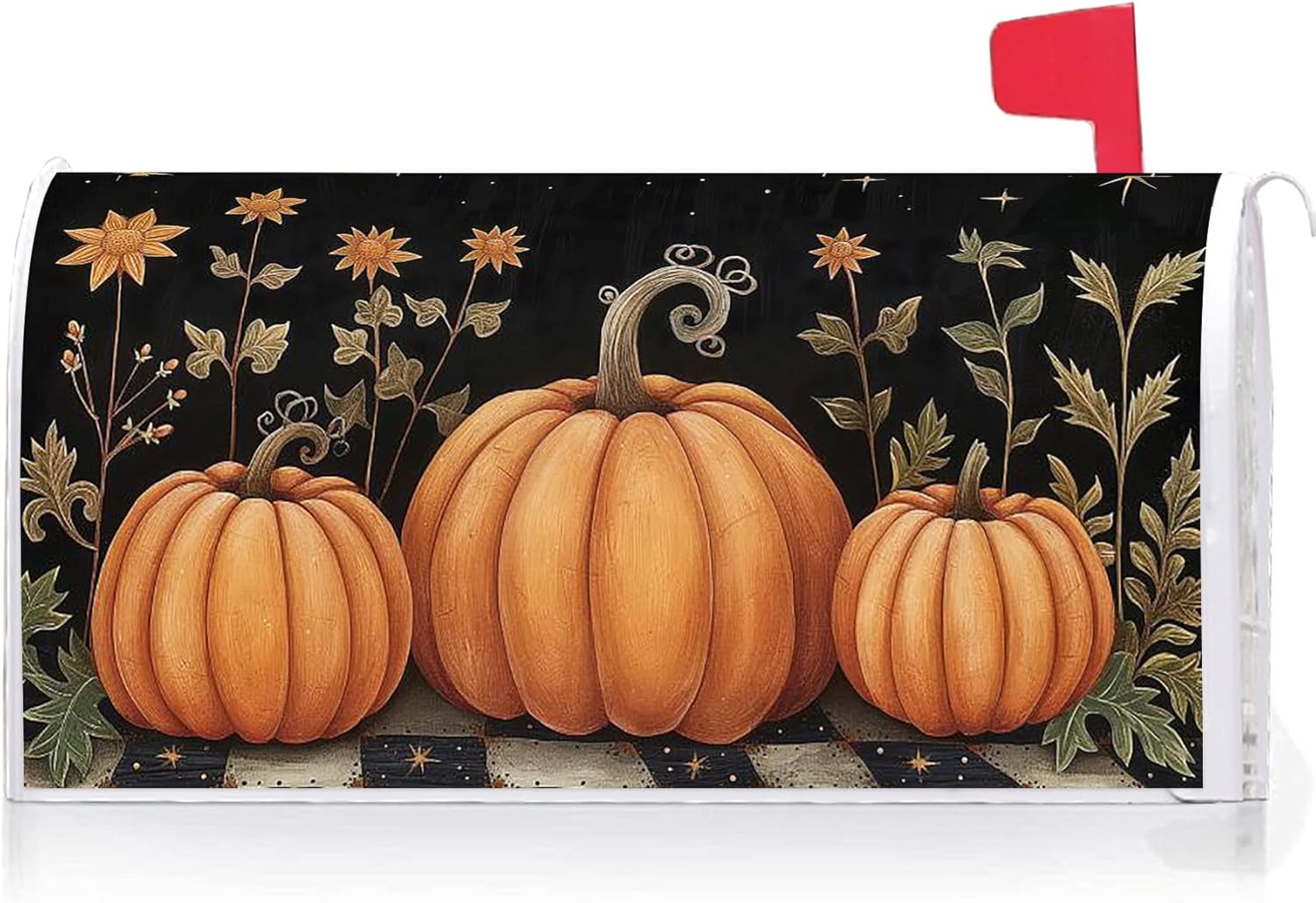 Texupday Fall Sunflower Pumpkin Decoration Mailbox Cover with Magnetic Strip Autumn Harvest Mailbox Wraps Post Letter Box Cover Standard Size 21" X 18" Garden Farm Outdoor Yard Decor