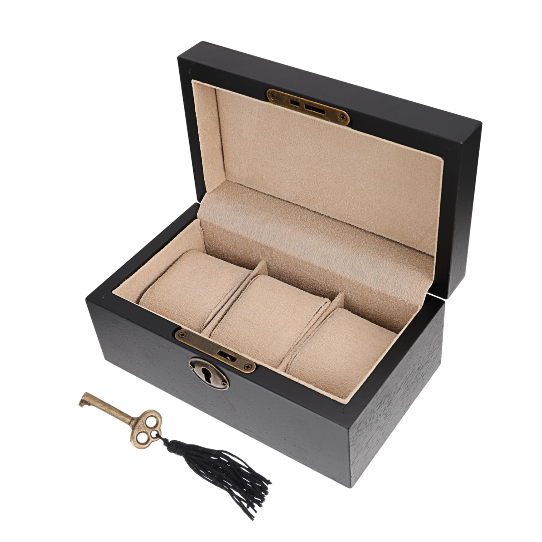 Boîte montre en bois noble noir, coffret vitrine d'affichage pour montre-bracelet et bijoux