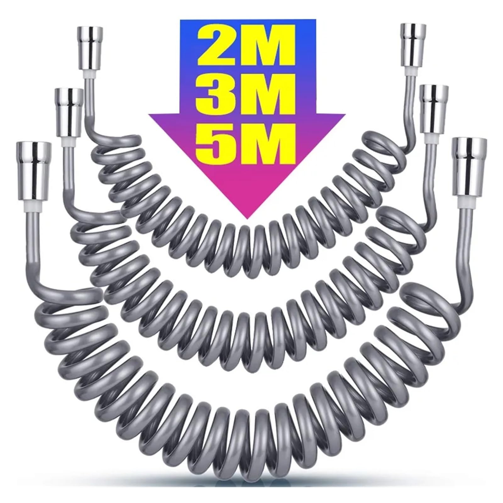 Manguera de ducha retráctil de 2 m, flexible G1/2, manguera de agua universal para baño, baño de mascotas, higiene personal, plástico de fácil instalación