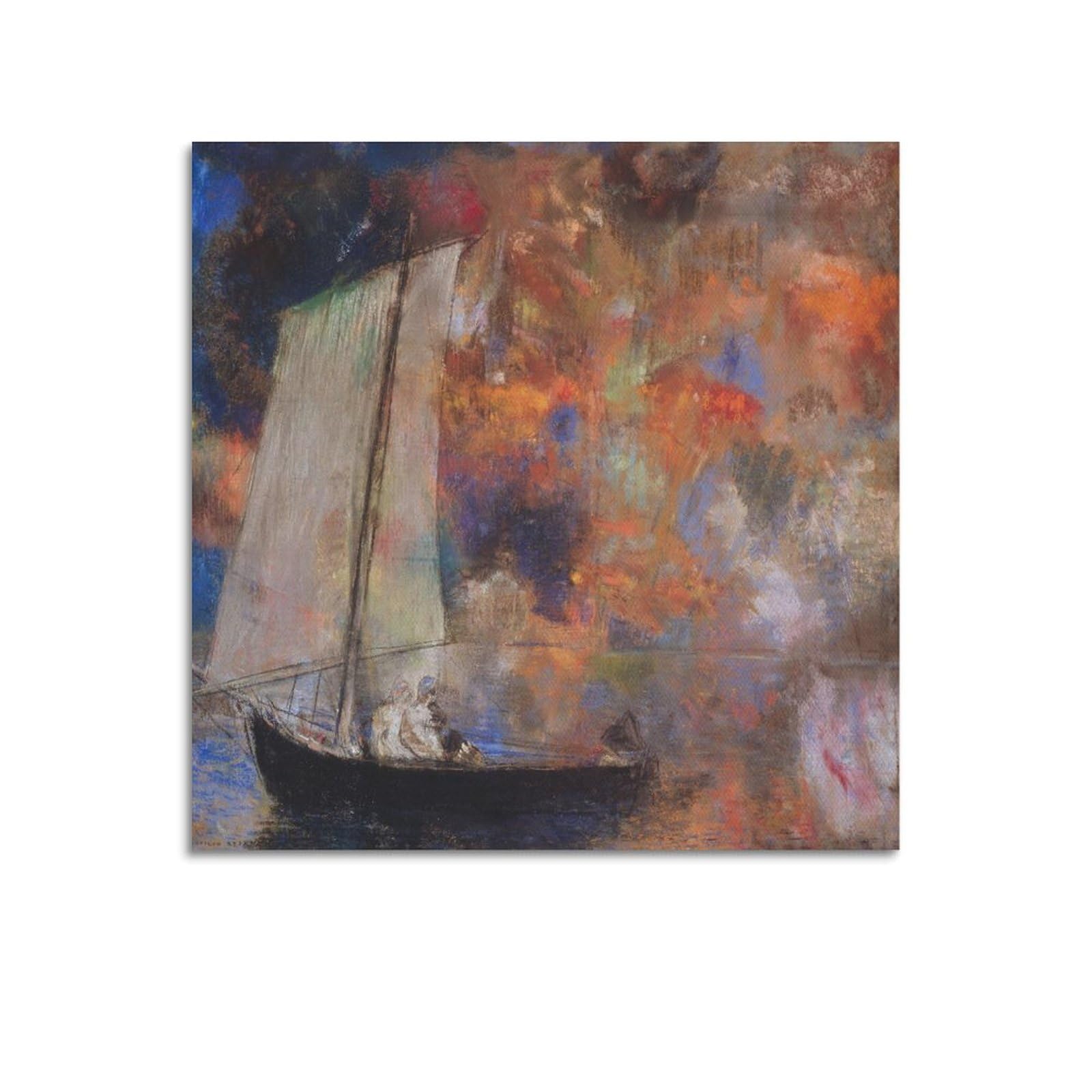 Impression sur toile Odilon Redon Fleurs et nuages de format carré 60x60 cm