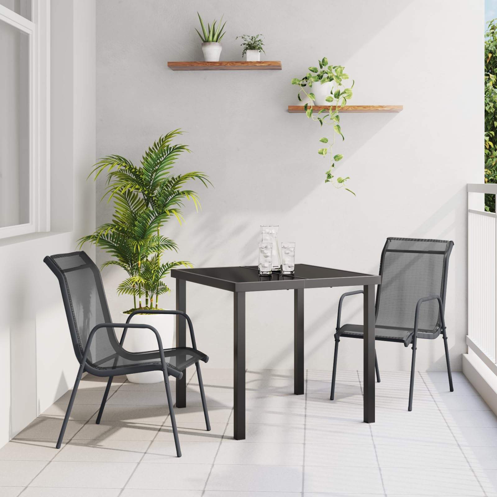 Chaises d'extérieur en textilène résistantes aux intempéries lot de 3
