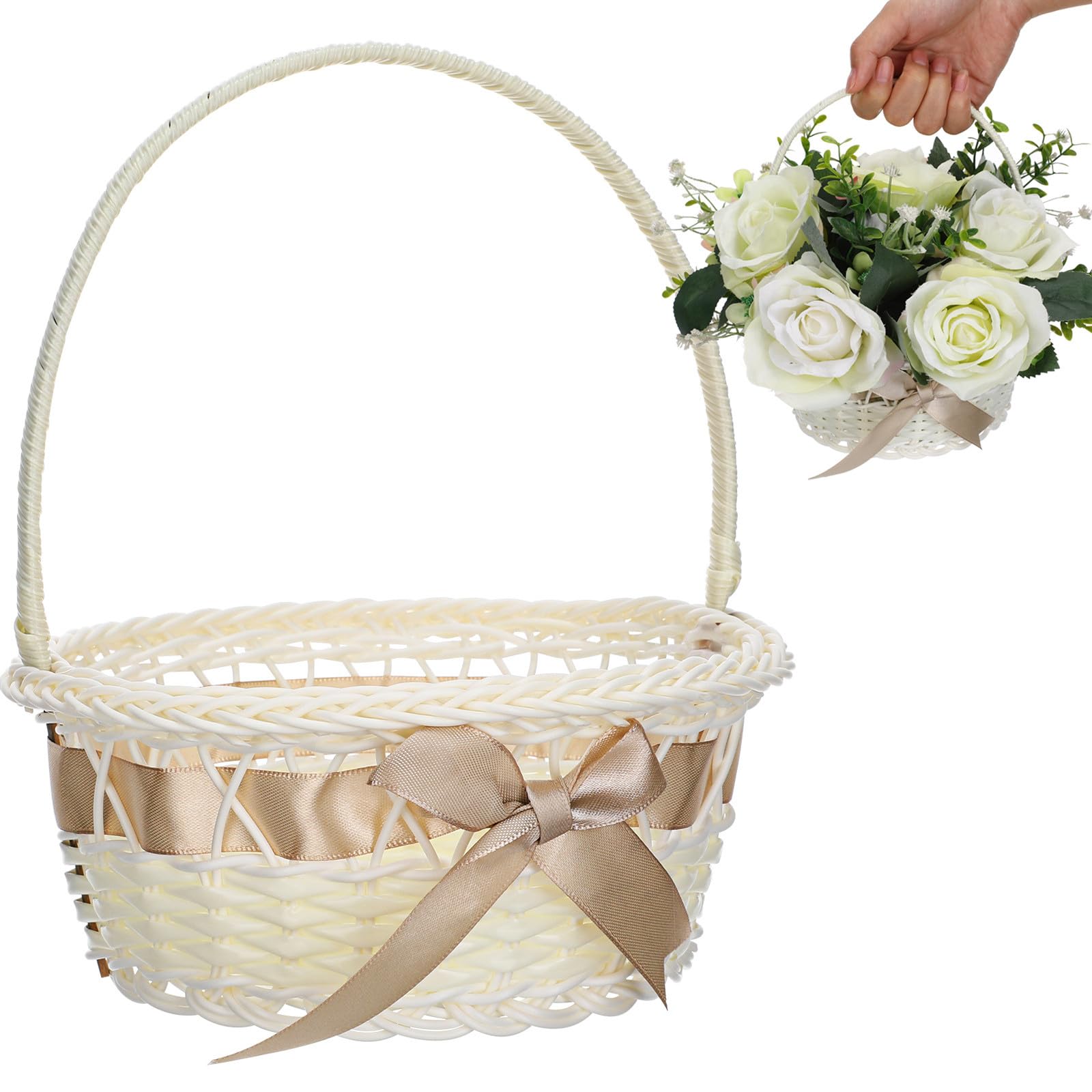Panier à fleurs tressé en rotin réutilisable pour bonbons et fruits