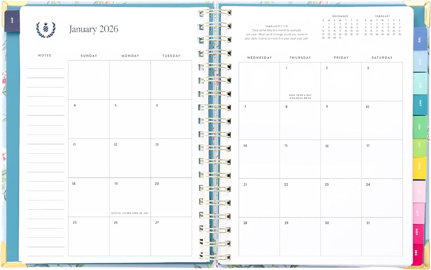 Simplified 2026 12-Month Spiral Weekly Planner — Faraway Land — January 2026 - December 2026, Calendar Year Organizer with Stickers, Pockets, and Keepsake Box