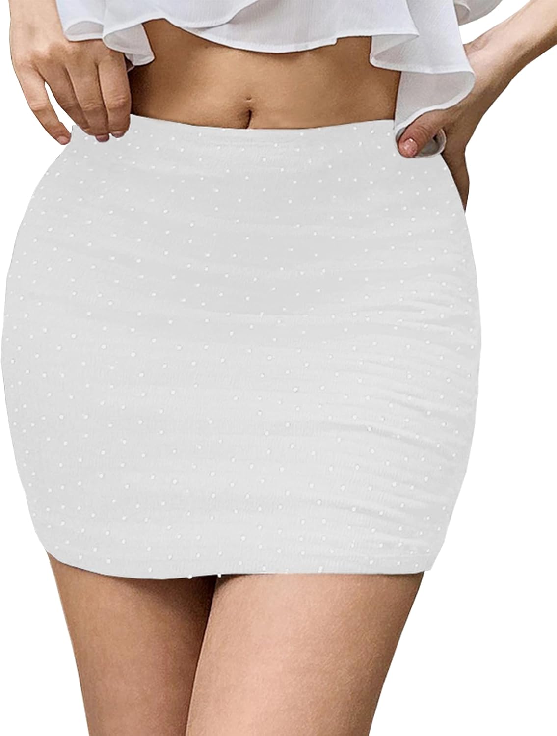 Womens White High Waist Shiny Stretch Mini Skirt Morocco Ubuy