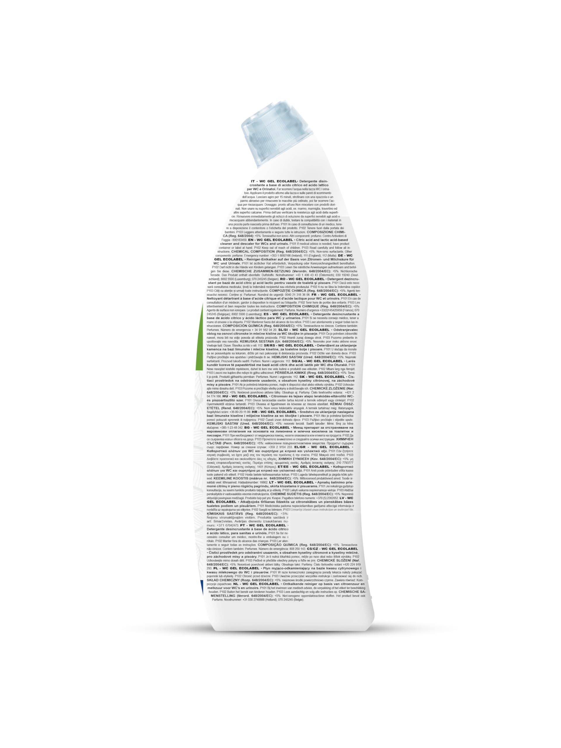 Sanitec WC GEL Green Power, Gel disincrostante per una pulizia profonda del WC, Rimuove Sporco e Calcare e Lascia una Profumazione Gradevole, certificato EU Ecolabel, 700 ml