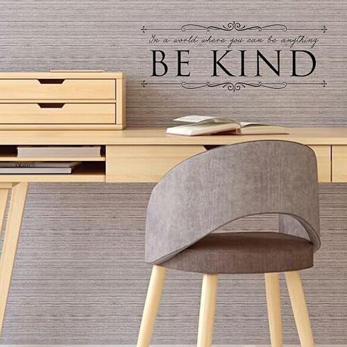 Miniatura 2 de Calcomanía inspiradora para pared, diseño de texto en inglés «In A World Where You Can Be Anything Be Kind», decoración para el hogar, aula,