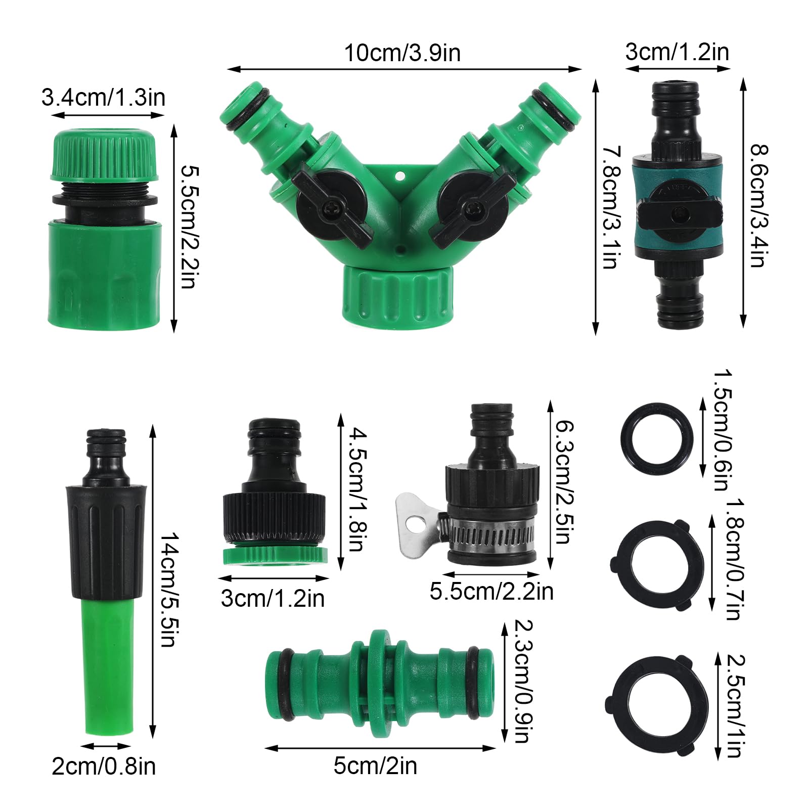 Garden Hose Connector Kit 15 Pcs Garden Pipe Fittings Kit Quick Connector for HosePipe:Y-Hose Splitter,Hose Repair Connectors - Image 2