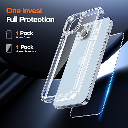 Miniatura 5 de TAURI Funda transparente 5 en 1 para iPhone 15 Plus, no amarillea, con 2 protectores de pantalla + 2 protectores de lente de cámara, protección
