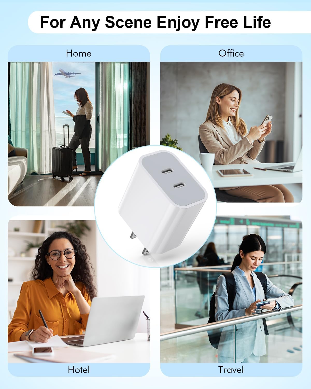 iPhone 16 Charger,USB C Charger Fast Charging,2Pack Dual Type-C Port PD Charging Block iPhone 15 Adapter with 2Pack USBC to USBC Cable,Fast Charging for iPhone 16/16 Pro/15/15 Pro Max,iPad Pro