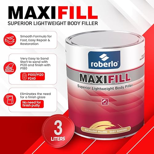 Miniatura 2 de Maxifill - Relleno de cuerpo ligero superior, fácil de lijar y pintar para reparaciones de automóviles, ideal para abolladuras, agujeros y óxido,