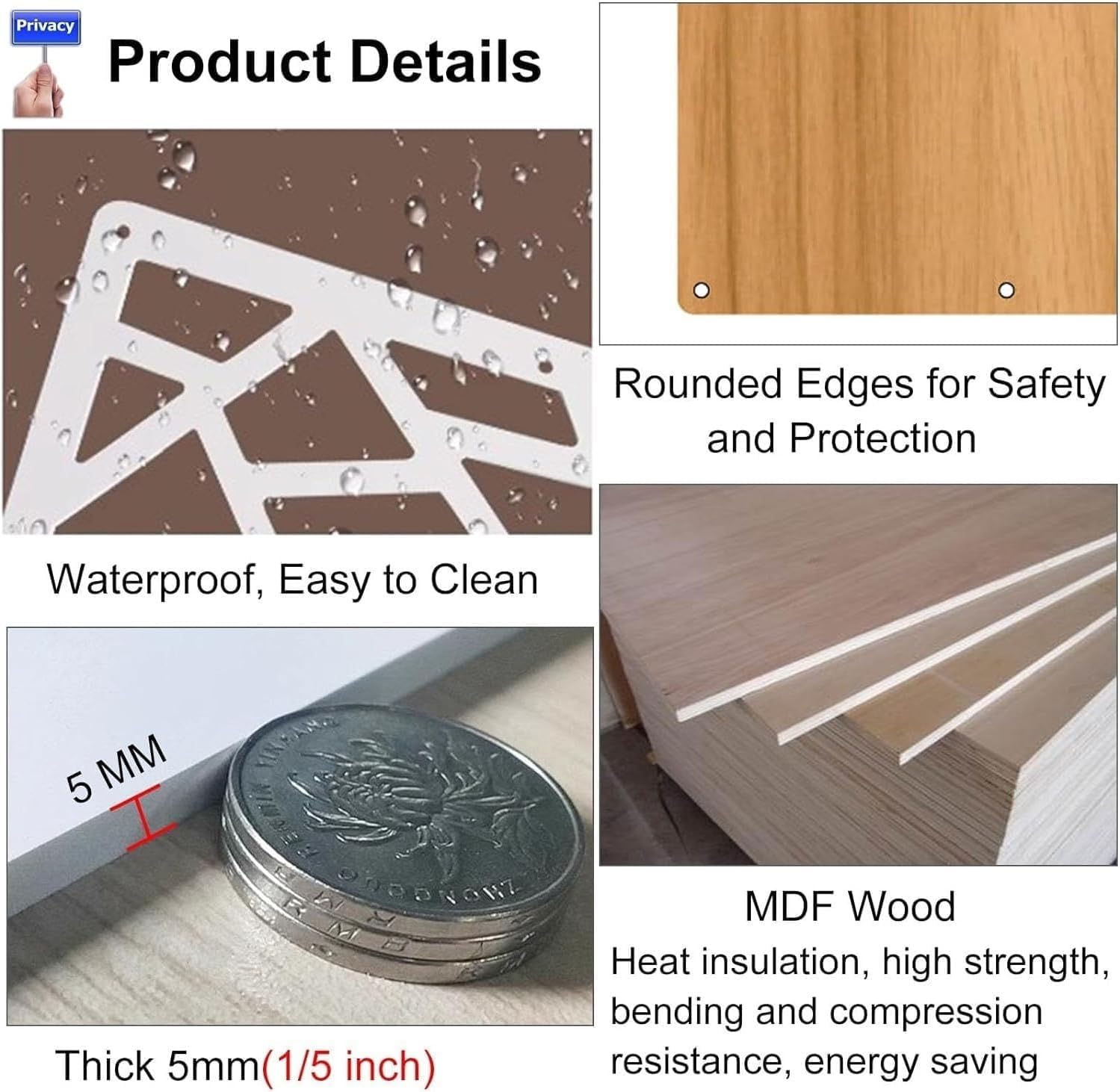 Folding Wood Plastic Screen Panels Bedroom DIY Panel Screen Partitions, Ceiling Partitions Privacy Screens(Natural a,100Pcs)