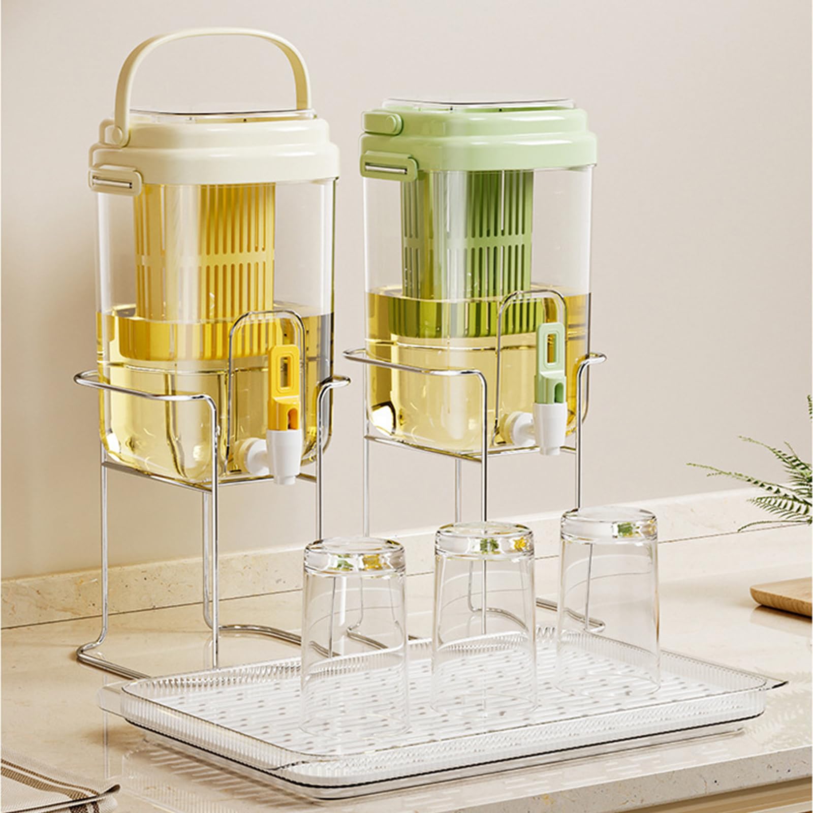 Distributore Di Bevande Frigorifero Brocca Anti-Perdite con Beccuccio Versatore Capacità per Succo Di Frutta Cocktail Tè Ghiacciato Distributori Di Cocktail Portatile per Raduni