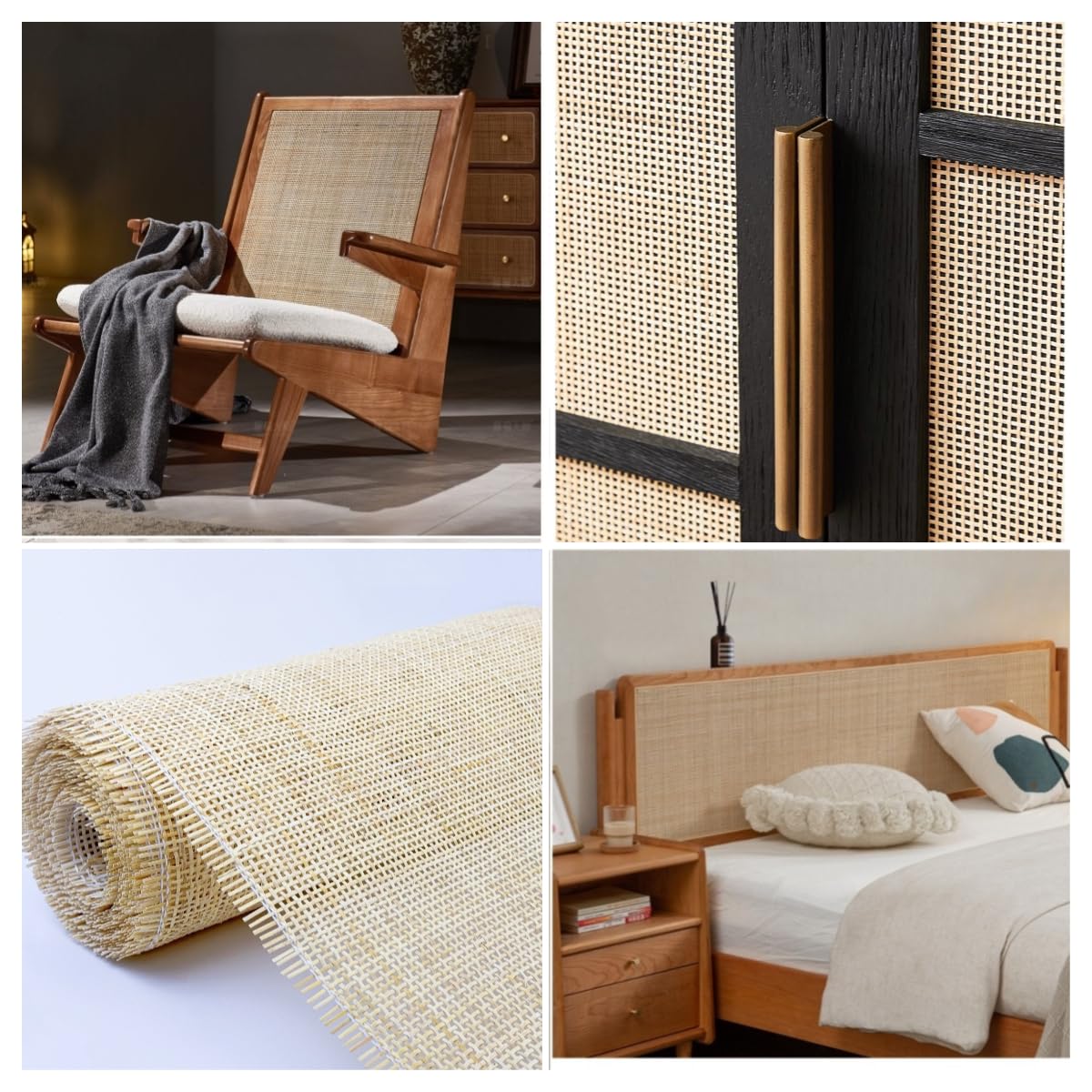 Natürliches Rattan, Wiener Geflecht Meterware, Wiener Geflecht Rattan Meterware, 60 x 250cm Rattan Geflecht, Rattan-Gurtband lampenschirm Rattan Rolle, Cane webbing DIY Deko Stuhl Upcycling-Möbel