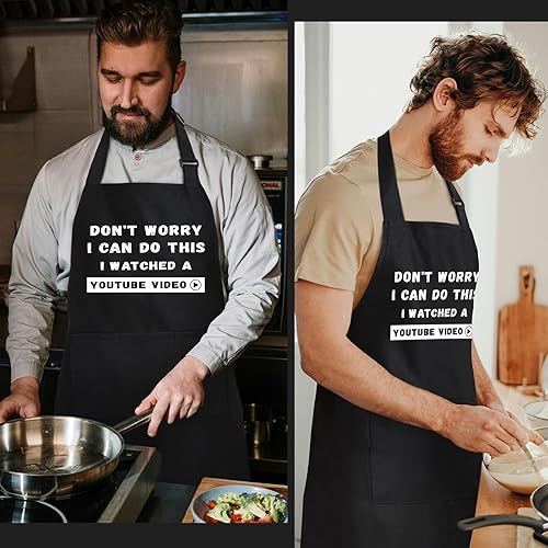 Miniatura 7 de NLUS Divertido delantal de cocina para hombres y mujeres, regalo del día del padre, barbacoa, cocina, parrilla, delantal de chef con 3 bolsillos,