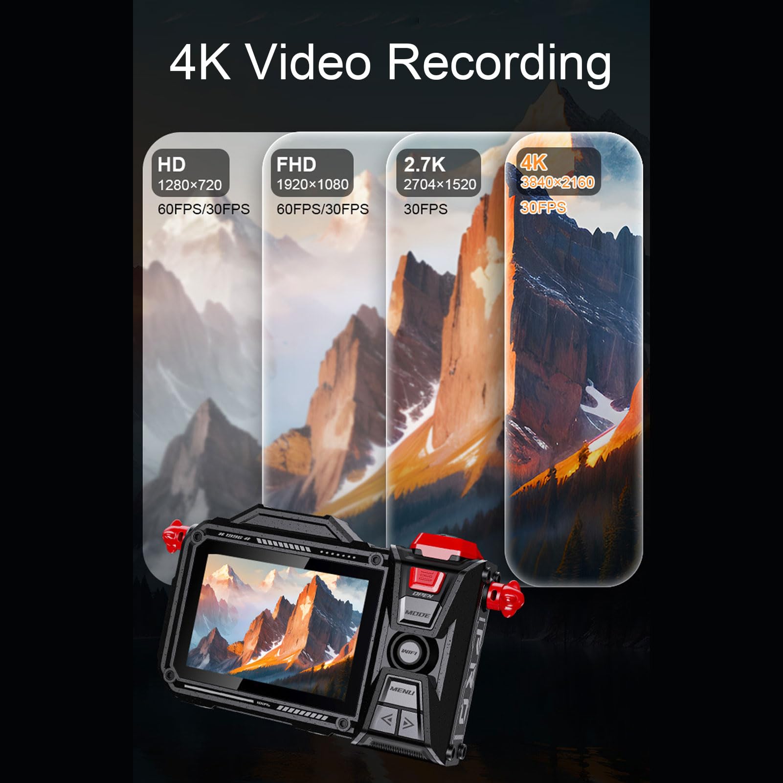 Cyfrowy Aparat Fotograficzny 4K do Fotografii, 4K 70 MP z 50-krotnym Zoomem Cyfrowym, Fotografowanie na Duże Odległości, Ręczne Ustawianie Ostrości, Nagrywanie w Pętli, w