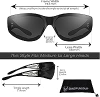Vista 10 de Bikershades Motorcycle Sunglasses Foam Padded with Flame design for Men for women - Free Microfiber Cleaning Case Dragster